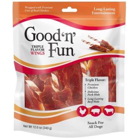 Healthy Hide Good'n' Fun Triple-Flavor Wings Chicken, Pork and Beef Hide - 12 oz