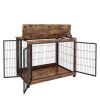 Furniture Style Dog Crate Side Table on Wheels with Double Doors and Lift Top