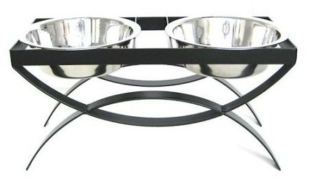 SeeSaw Double Elevated Dog Bowl - Large/Black