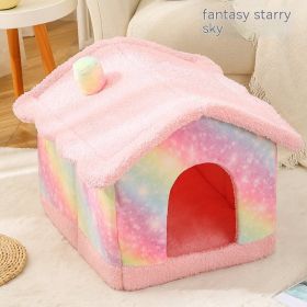 Dog Kennel Easy To Assemble Removable And Washable Soft (Option: Dream Starry Sky-52x43x43)