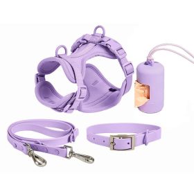 Dog Tactical Chest Back Anti-bite Waterproof Collar (Option: Purple Four Piece Set-XS)