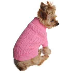 Dog Cable Knit 100% Cotton Sweater       Candy Pink (Option: XX-Small)