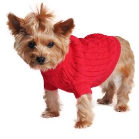 Dog Cable Knit 100% Cotton Sweater      Fiery Red (Option: XX-Small)