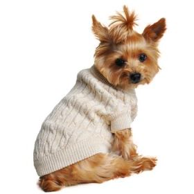 Dog Cable Knit 100% Cotton Sweater       Oatmeal (Option: X-Small)