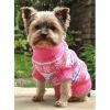 Dog Cable Knit 100% Cotton Sweater    Snowflakes and Hearts Pink