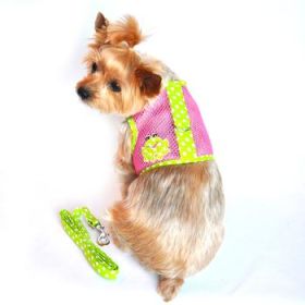 Cool Mesh Dog Harness Under the Sea Collection - Frog Green Dot and Pink (Option: X-Small)