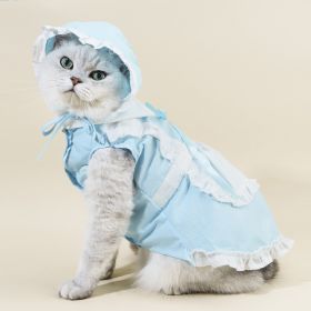 Pet Suit Pet Cat Hat Dog Spring And Summer Clothing Supplies Skirt (Option: Blue Maid Costume Hat-XS)