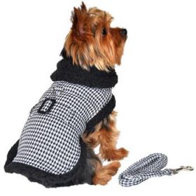 Black and White Classic Houndstooth Dog Harness Coat with Leash (Option: XX-Large)