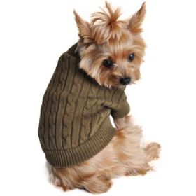 Dog Cable Knit 100% Cotton Sweater     Herb Green (Option: X-Large)