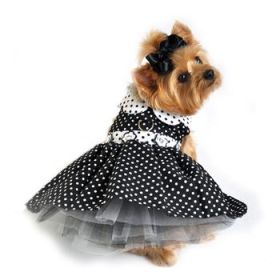 Polka Dot Dog Dress - Black and White (Option: Xlarge)