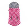 Weekender Dog Sweatshirt Hoodie - Pink and White Plaid Fabric