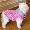 Weekender Dog Sweatshirt Hoodie - Pink and White Plaid Fabric