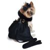 Black Wool  Dog Coat Harness  Fur Collar with Matching Leash