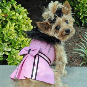 Pink Wool Classic Dog Coat Harness and Fur Collar with Matching Leash (Option: X-Large)