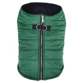 Zip-up Dog Puffer Vest - Dark Green (Option: Large)