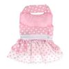 Polka Dot and Lace Dog Dress Set with Leash - Pink