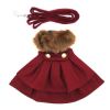 Wool Fur-Trimmed Dog Harness Coat by Doggie Design- Burgundy