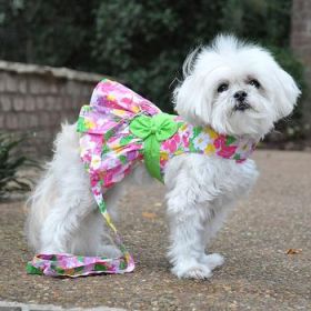 Pink Hawaiian Floral Dog Harness Dress with Matching Leash (Option: Xlarge)