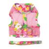 Cool Mesh Dog Harness with Leash - Pink Hawaiian Floral