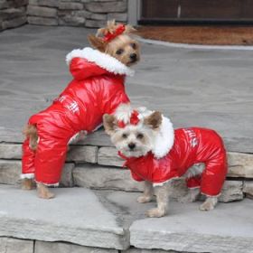 Red Ruffin It Dog Snow Suit Harness (Option: Small/Medium)