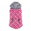 Weekender Dog Sweatshirt Hoodie - Pink and White Plaid Fabric