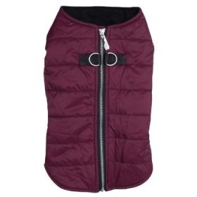 Zip-up Dog Puffer Vest - Burgundy (Option: Small)